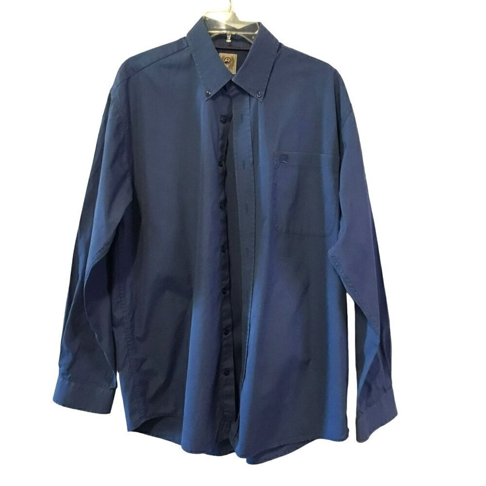 Cinch Men's Button Down Collar Long Sleeve Shirt PRCA Rodeo Patch Sz Medium Blue